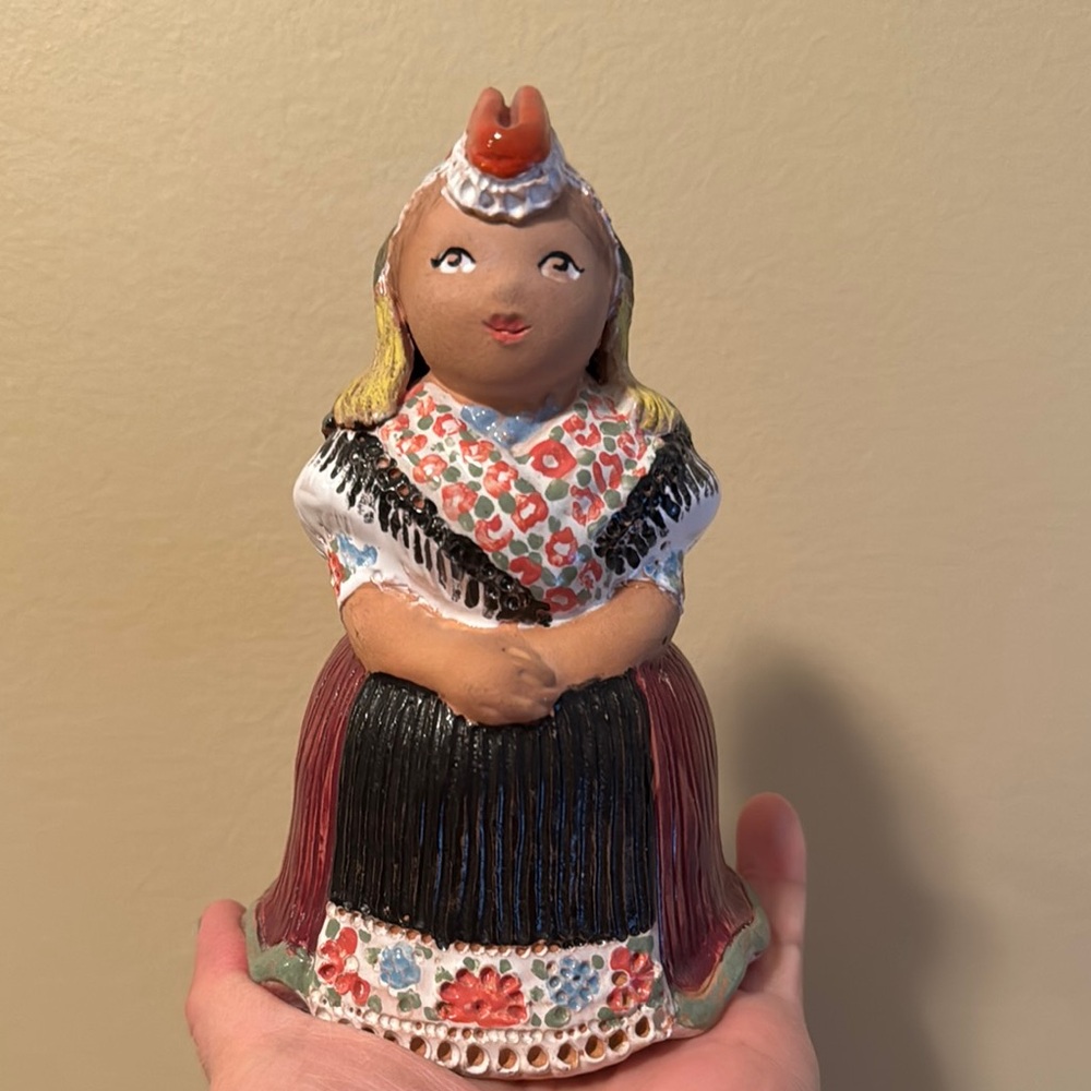 Handcrafted Ceramic Figurine with Floral Dress